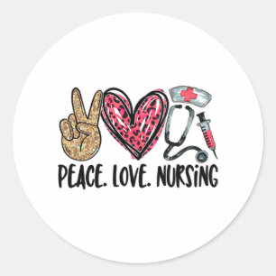 peace love nursing shirt classic round sticker