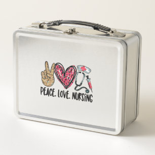 peace love nursing shirt metal lunch box