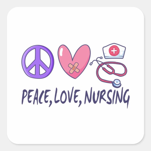 Peace Love Nursing Square Sticker (Front)