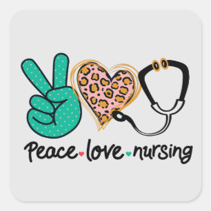 Peace Love Nursing Square Sticker