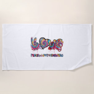 Peace Love Nursing Stethoscope Cute Nurse Tie Dye Beach Towel