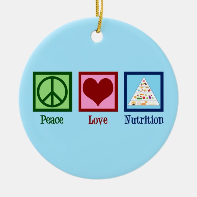 Peace Love Nutrition Ceramic Tree Decoration (Front)