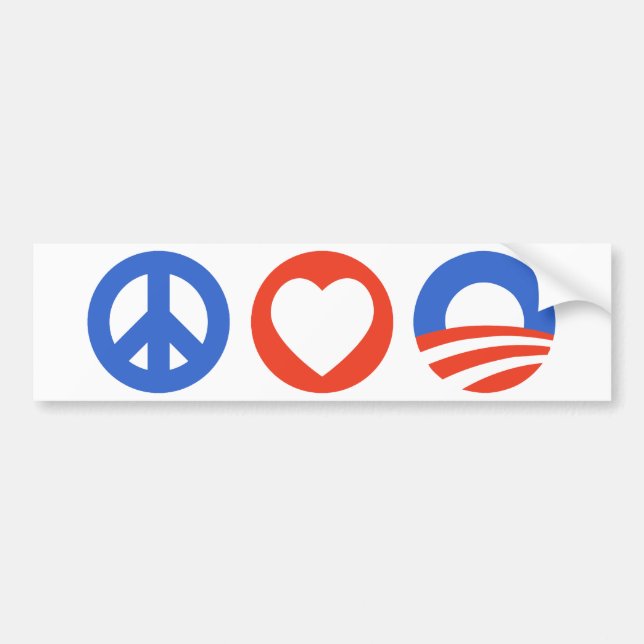 Peace Love Obama Bumper Sticker (Front)