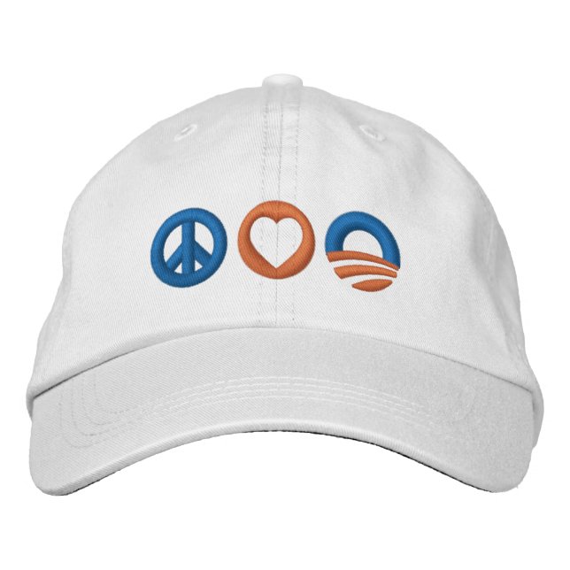 Peace Love Obama Embroidered Hat (Front)