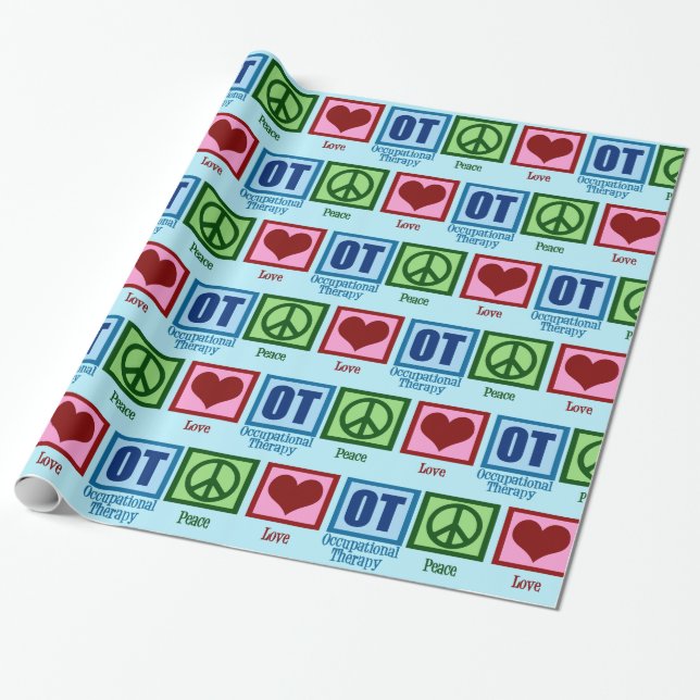 Peace Love Occupational Therapy Christmas Wrapping Paper (Unrolled)
