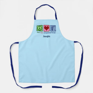Peace Love Occupational Therapy Monogram Blue OT Apron