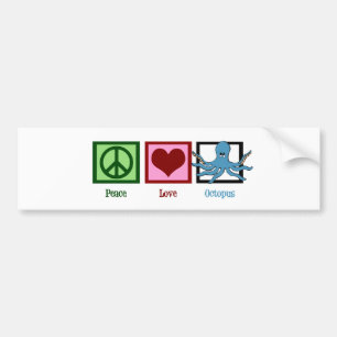 Peace Love Octopus Bumper Sticker