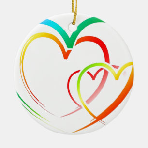 Peace Love Office Party Thanks Pattern Colourful Ceramic Tree Decoration