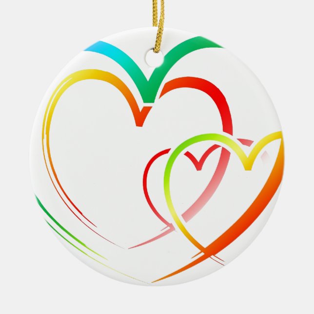 Peace Love Office Party Thanks Pattern Colourful Ceramic Tree Decoration (Front)