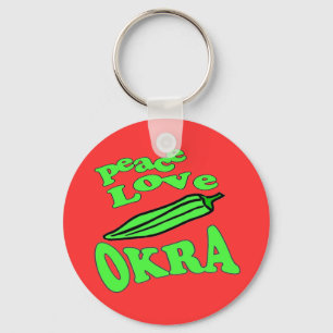 Peace Love Okra Key Ring