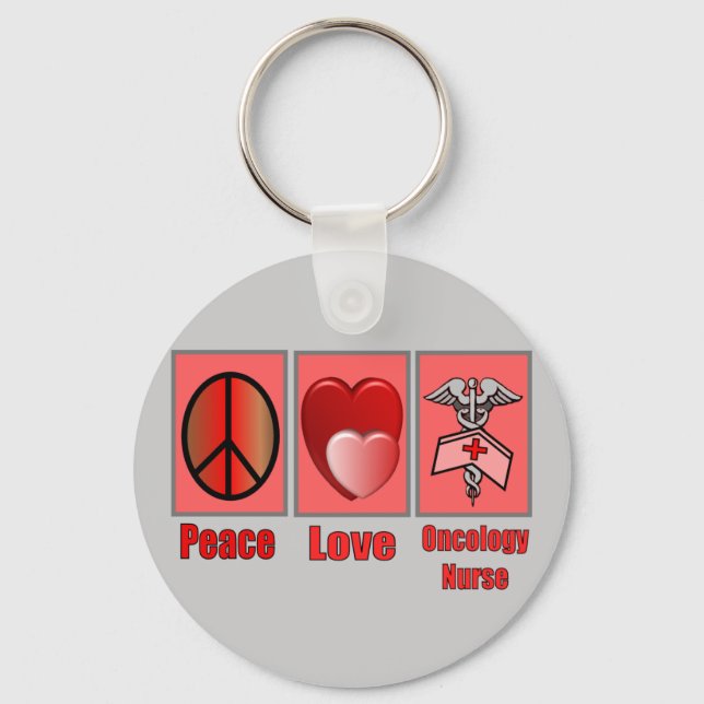 Peace Love ONCOLOGY Nurse Key Ring (Front)