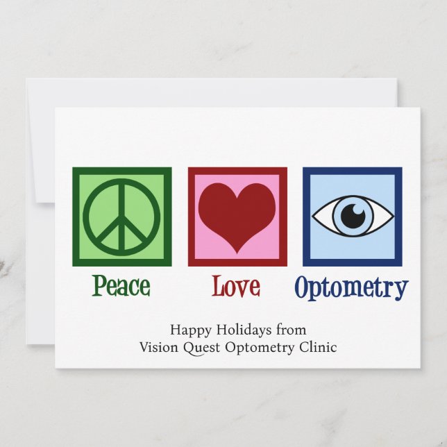 Peace Love Optometry Custom Optomestrist Holiday Card (Front)