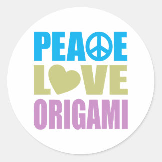 Peace Love Origami Classic Round Sticker