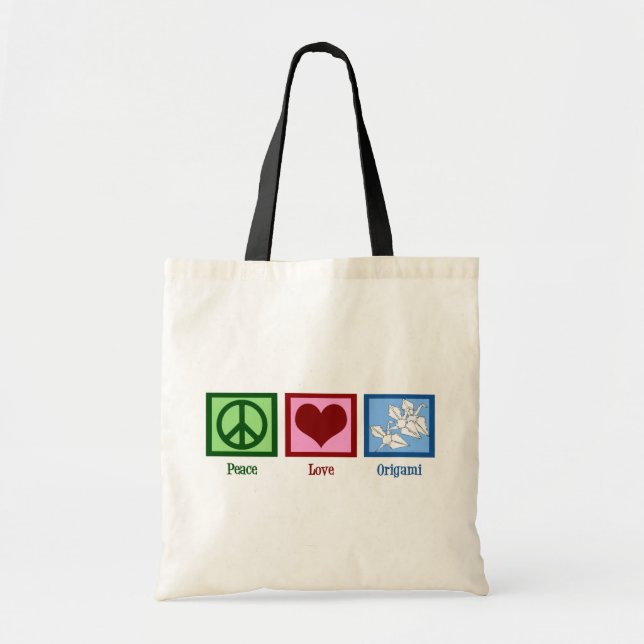 Peace Love Origami Tote Bag (Front)