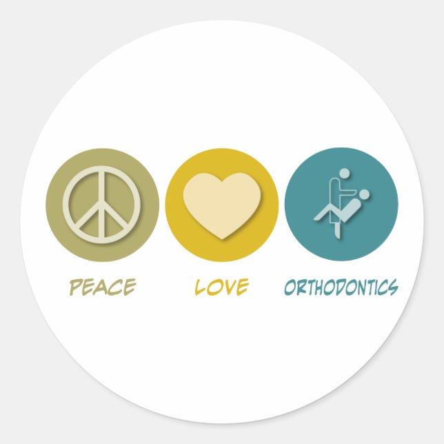 Peace Love Orthodontics Classic Round Sticker (Front)