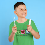 Peace Love Orthodontics Kids T-Shirt<br><div class="desc">A cute Orthodontist holiday gift for their patients featuring a peace sign,  heart,  and a tooth. Peace Love Orthodontics kids t-shirt for someone who wears braces</div>