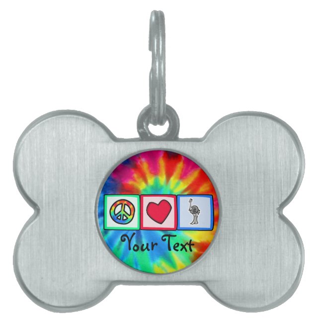 Peace, Love, Ostriches Pet Tag (Front)