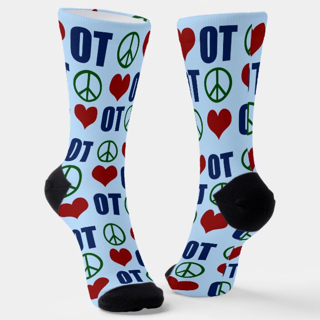 Peace Love OT Cute Occupational Therapist Socks (Angled)