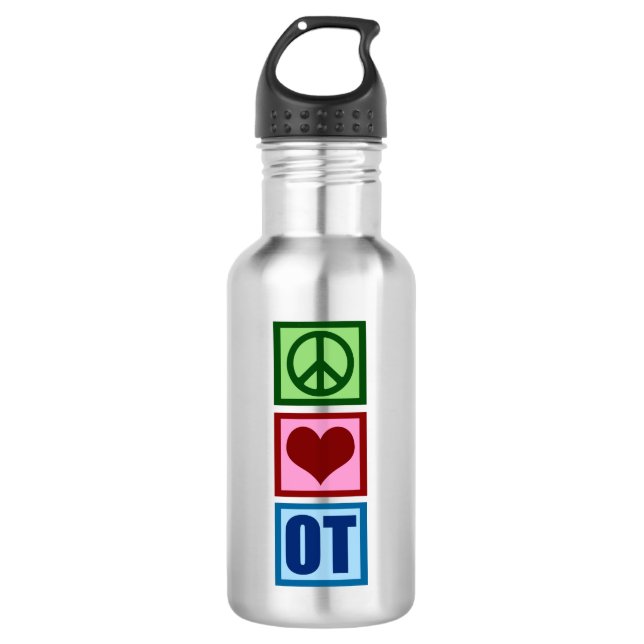 Peace Love OT Occupational Therapist 532 Ml Water Bottle (Front)