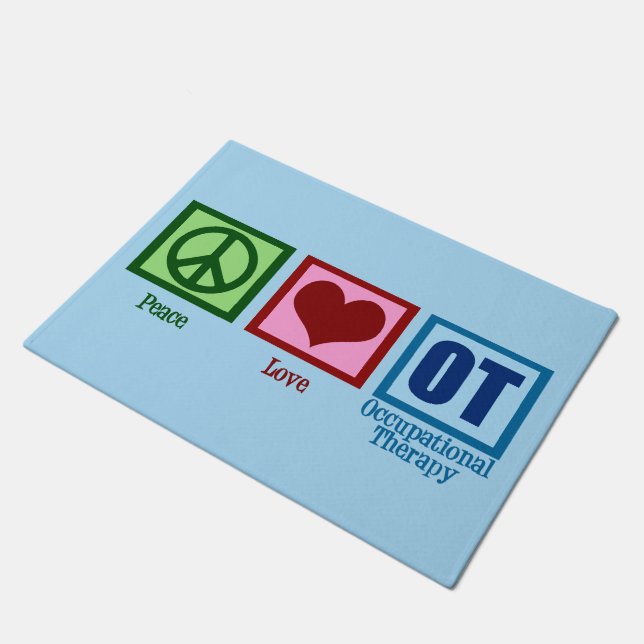 Peace Love OT Occupational Therapy Doormat (Angled)