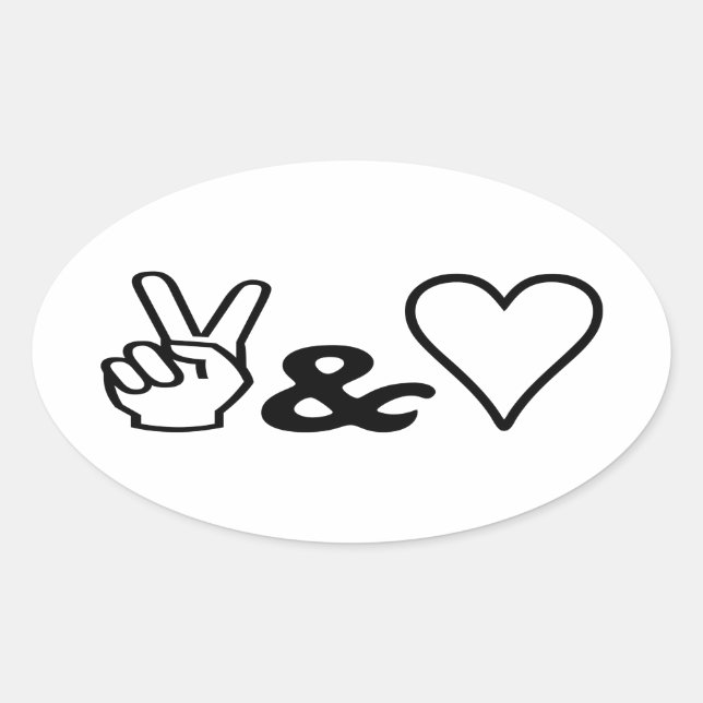 Peace & Love Oval Sticker (Front)