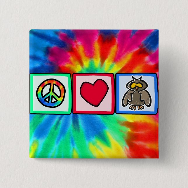 Peace, Love, Owls 15 Cm Square Badge (Front)