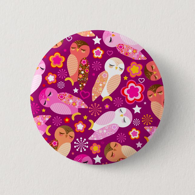 Peace & Love Owls 6 Cm Round Badge (Front)