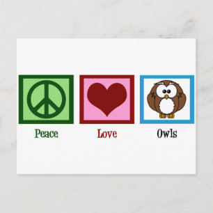 Peace Love Owls Postcard