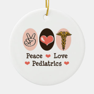 Peace Love Paediatrics Round Ornament