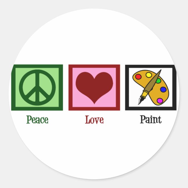 Peace Love Paint Classic Round Sticker (Front)
