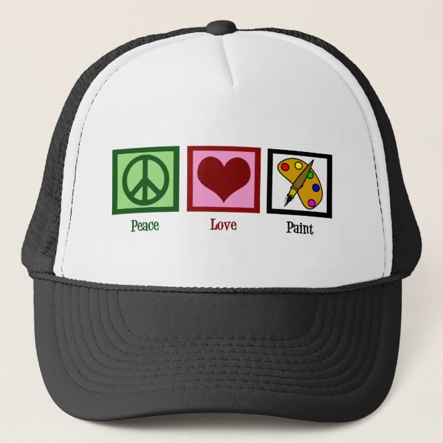 Peace Love Paint Trucker Hat (Front)