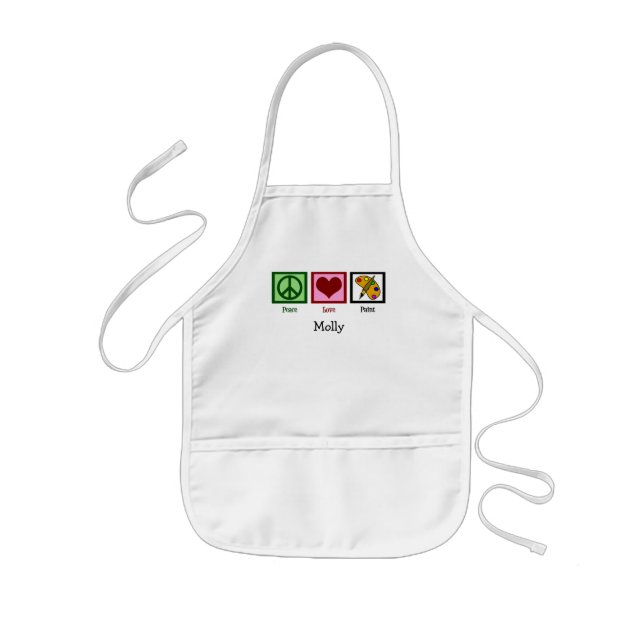 Peace Love Painting Cute Custom Art Class Kids Apron (Front)