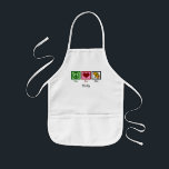 Peace Love Painting Cute Custom Art Class Kids Kids Apron<br><div class="desc">A peace sign,  a heart,  and an artist's palette of bright paint colours and paintbrush. A cute custom gift for a child painter. Customise this Peace Love Paint kids apron.</div>