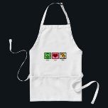 Peace Love Painting Standard Apron<br><div class="desc">A peace sign,  a heart,  and an artist's palette of bright paint colours and paintbrush. A cute gift for a painter.</div>