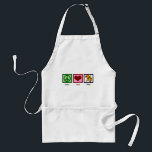 Peace Love Painting Standard Apron<br><div class="desc">A peace sign,  a heart,  and an artist's palette of bright paint colours and paintbrush. A cute gift for a painter.</div>