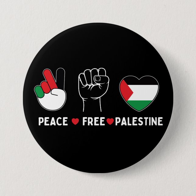 peace love palestine -freedom for palestinians 7.5 cm round badge (Front)