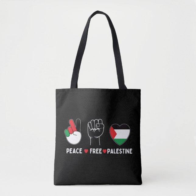peace love palestine -freedom for palestinians tote bag (Front)