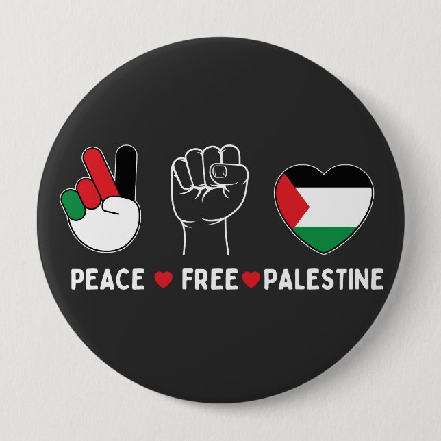 peace love palestine Freedom Palestinian Gaza Flag 10 Cm Round Badge (Front)