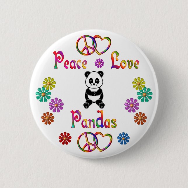 PEACE LOVE PANDAS 6 CM ROUND BADGE (Front)