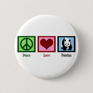 Peace Love Pandas 6 Cm Round Badge