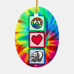 Peace, Love, Pandas Ceramic Tree Decoration
