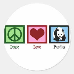Peace Love Pandas Classic Round Sticker