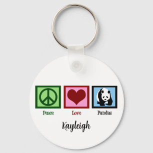 Peace Love Pandas Cute Custom Key Ring