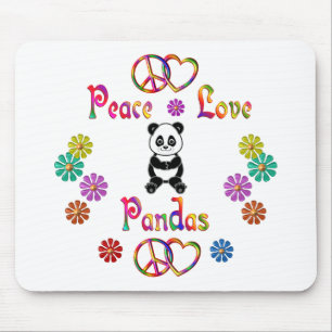 PEACE LOVE PANDAS MOUSE MAT