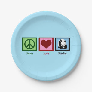 Peace Love Pandas Paper Plate