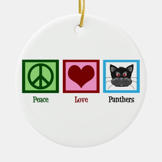 Peace Love Panthers Ceramic Tree Decoration (Front)