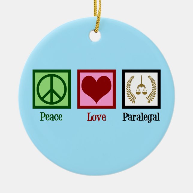 Peace Love Paralegal Ceramic Tree Decoration (Front)