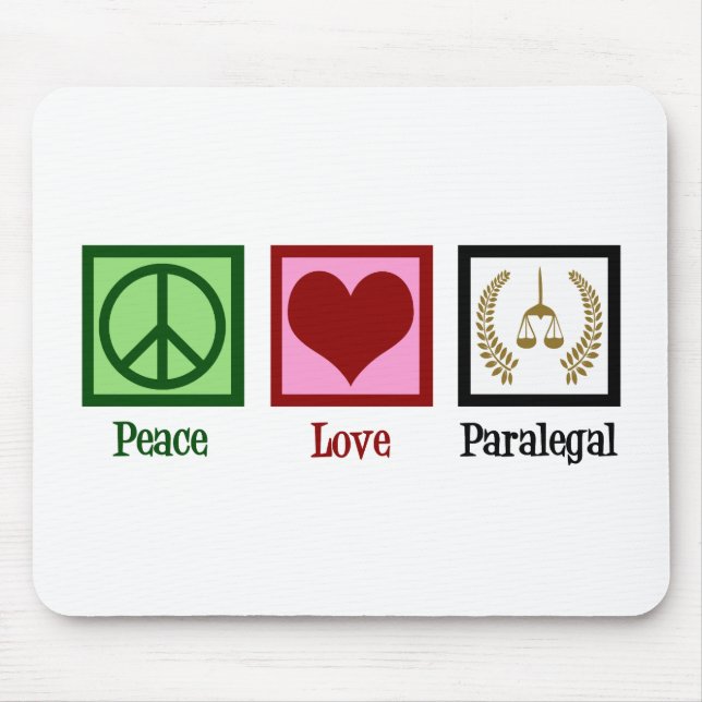 Peace Love Paralegal Mouse Mat (Front)