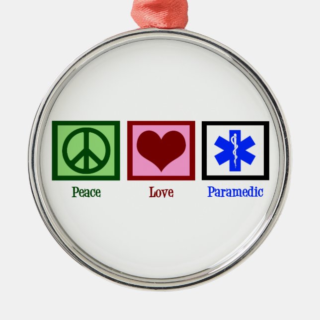 Peace Love Paramedic Metal Tree Decoration (Front)