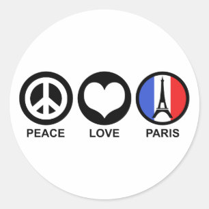 Peace Love Paris Classic Round Sticker